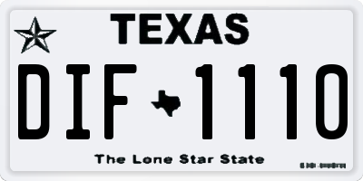 TX license plate DIF1110