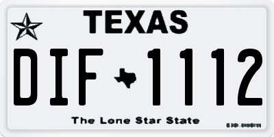 TX license plate DIF1112
