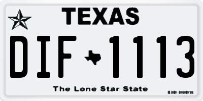 TX license plate DIF1113
