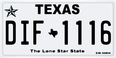 TX license plate DIF1116
