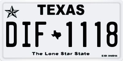 TX license plate DIF1118