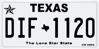 TX license plate DIF1120