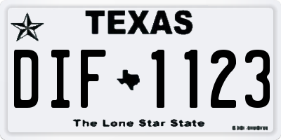 TX license plate DIF1123
