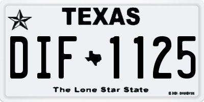 TX license plate DIF1125