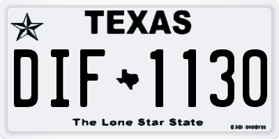 TX license plate DIF1130