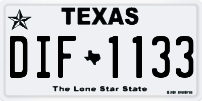 TX license plate DIF1133