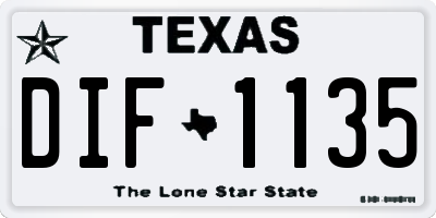TX license plate DIF1135