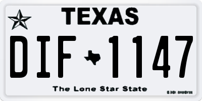 TX license plate DIF1147