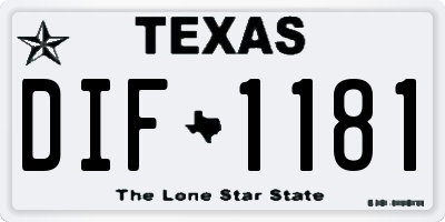 TX license plate DIF1181