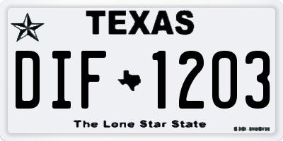 TX license plate DIF1203
