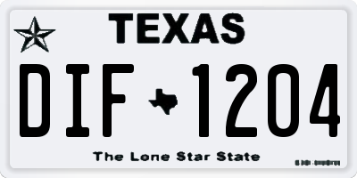 TX license plate DIF1204