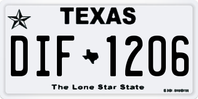 TX license plate DIF1206