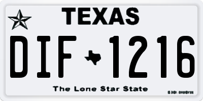 TX license plate DIF1216