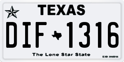 TX license plate DIF1316