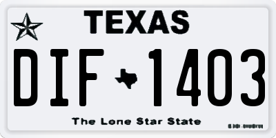 TX license plate DIF1403