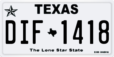 TX license plate DIF1418