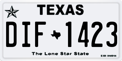 TX license plate DIF1423