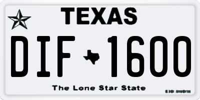 TX license plate DIF1600