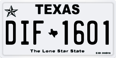 TX license plate DIF1601