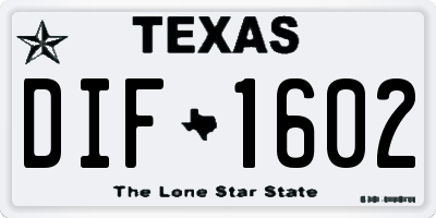 TX license plate DIF1602