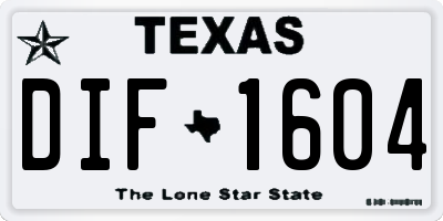 TX license plate DIF1604