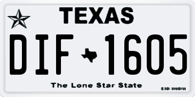 TX license plate DIF1605
