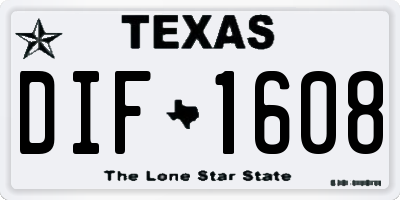 TX license plate DIF1608