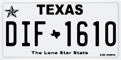 TX license plate DIF1610