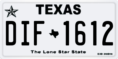 TX license plate DIF1612