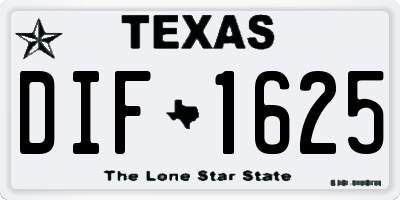 TX license plate DIF1625