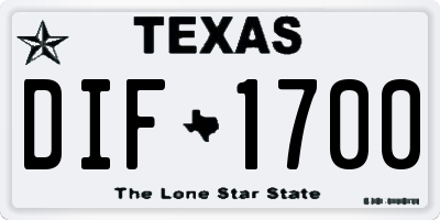 TX license plate DIF1700