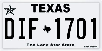 TX license plate DIF1701