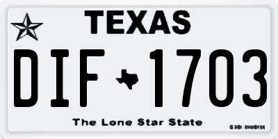 TX license plate DIF1703