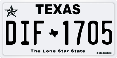 TX license plate DIF1705