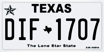 TX license plate DIF1707