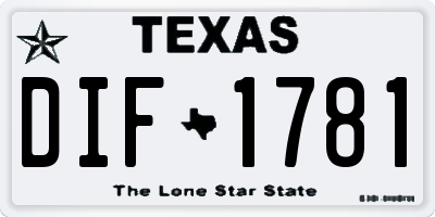 TX license plate DIF1781