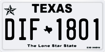 TX license plate DIF1801