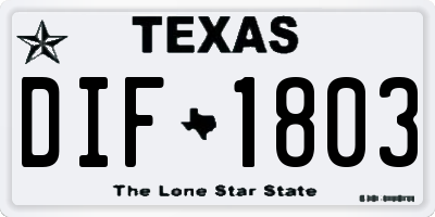 TX license plate DIF1803