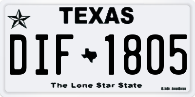 TX license plate DIF1805