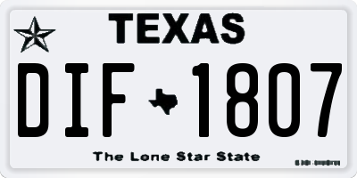 TX license plate DIF1807