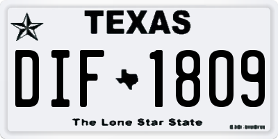 TX license plate DIF1809
