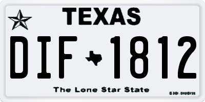 TX license plate DIF1812
