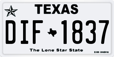 TX license plate DIF1837
