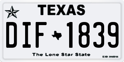TX license plate DIF1839