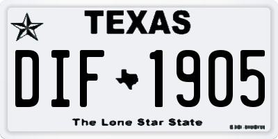 TX license plate DIF1905
