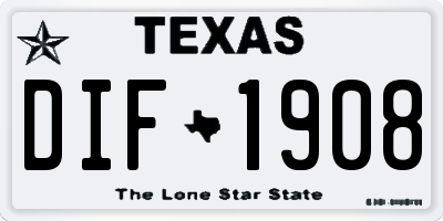 TX license plate DIF1908
