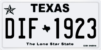 TX license plate DIF1923