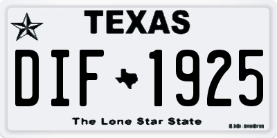 TX license plate DIF1925