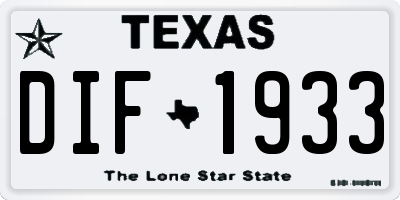 TX license plate DIF1933