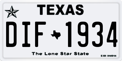 TX license plate DIF1934
